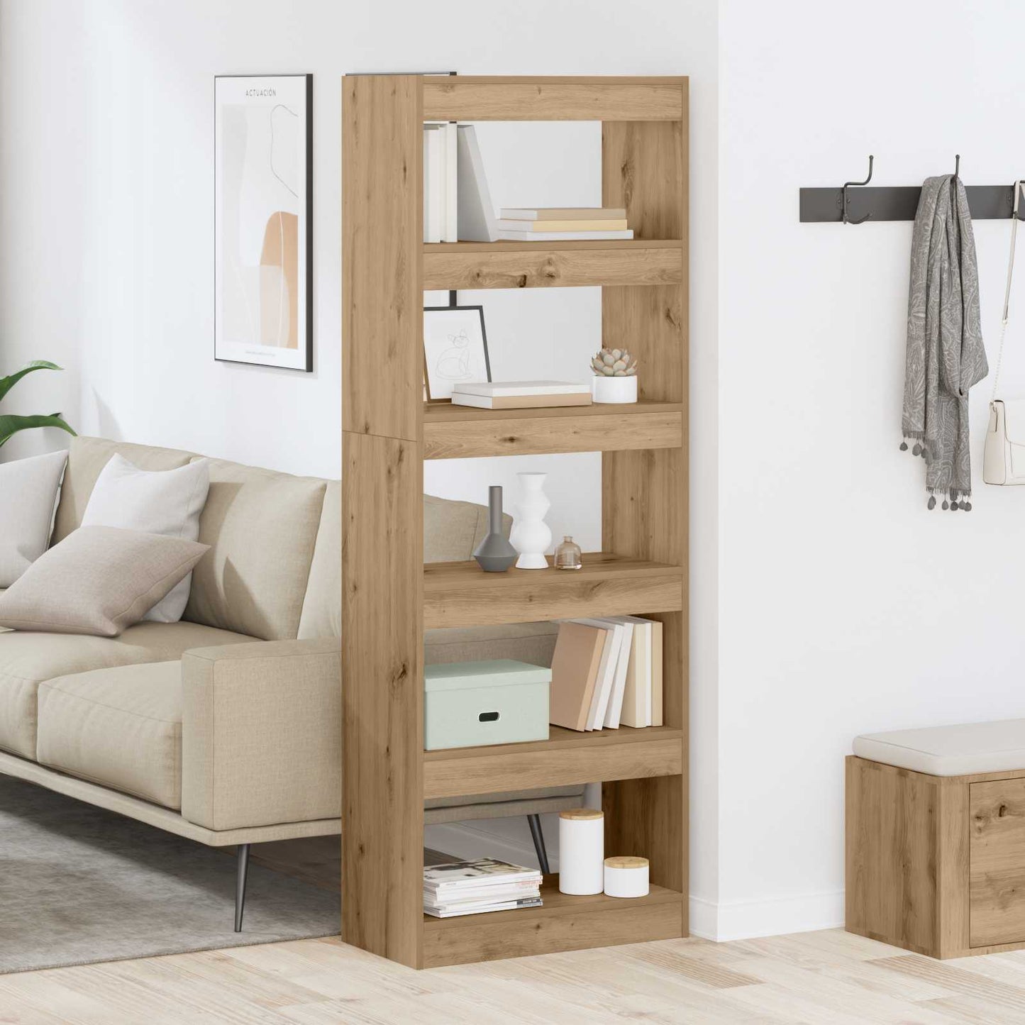 vidaXL Book Cabinet 5-Tier 60 x 30 x 166 cm Engineered Wood