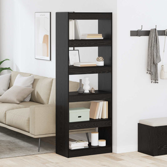 vidaXL Book Cabinet 5-Tier 60 x 30 x 166 cm Engineered Wood Black oak
