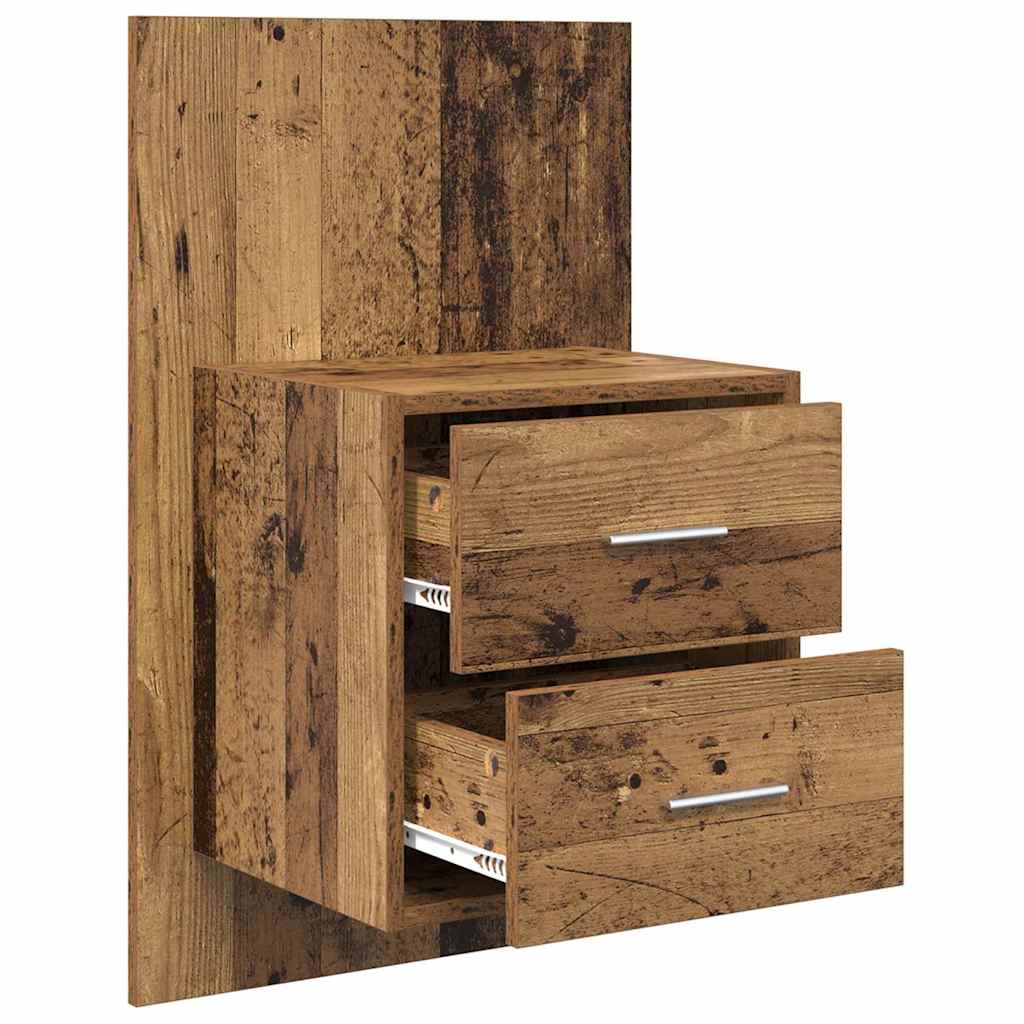 vidaXL Wall-mounted Bedside Cabinet 2 pcs Old Wood 48.5 x 32.5 x 80 cm