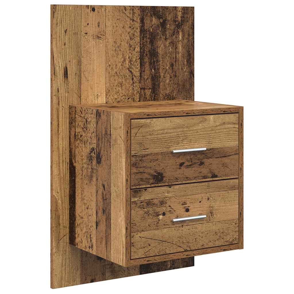 vidaXL Wall-mounted Bedside Cabinet 2 pcs Old Wood 48.5 x 32.5 x 80 cm