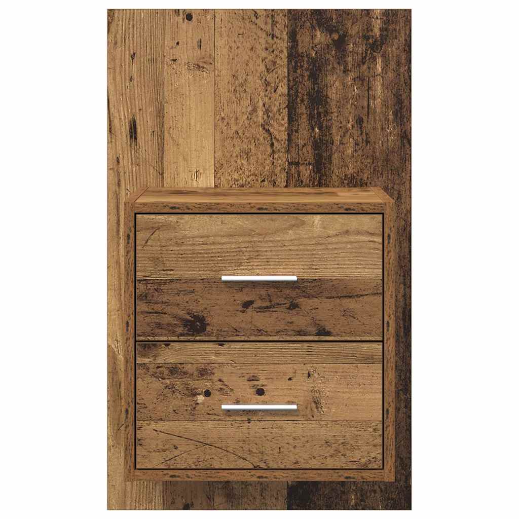vidaXL Wall-mounted Bedside Cabinet 2 pcs Old Wood 48.5 x 32.5 x 80 cm