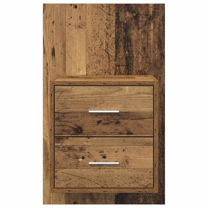 vidaXL Wall-mounted Bedside Cabinet 2 pcs Old Wood 48.5 x 32.5 x 80 cm