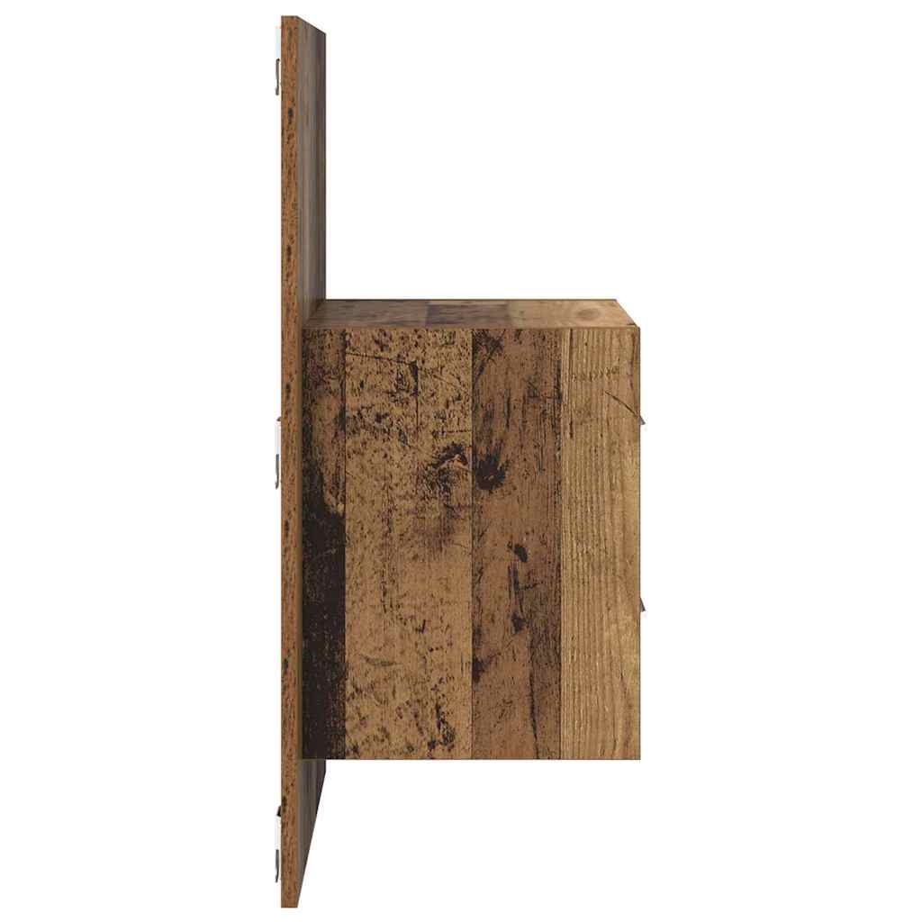 vidaXL Wall-mounted Bedside Cabinet 2 pcs Old Wood 48.5 x 32.5 x 80 cm