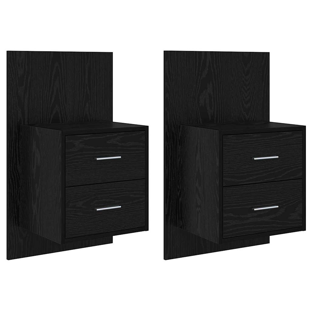 vidaXL Wall-mounted Bedside Cabinet 2 pcs Black Oak