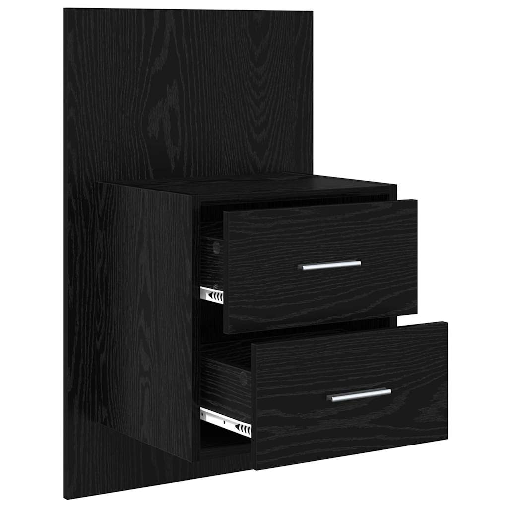 vidaXL Wall-mounted Bedside Cabinet 2 pcs Black Oak