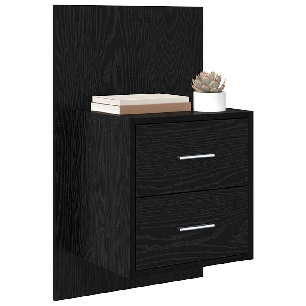 vidaXL Wall-mounted Bedside Cabinet 2 pcs Black Oak