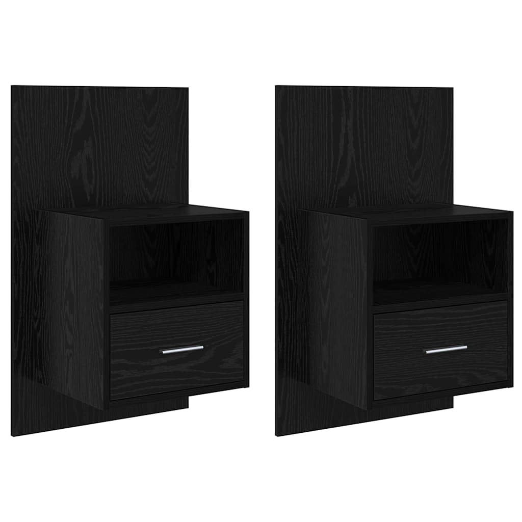 vidaXL Bedside Cabinet 2 pcs Black Oak 50 x 32.5 x 80cm