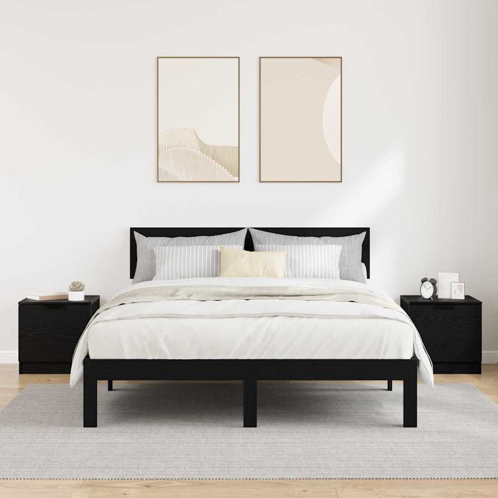 vidaXL Bed Cabinet 2 pcs Black Oak 40 x 39 x 40cm Engineered Wood