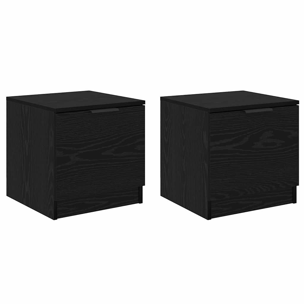 vidaXL Bed Cabinet 2 pcs Black Oak 40 x 39 x 40cm Engineered Wood