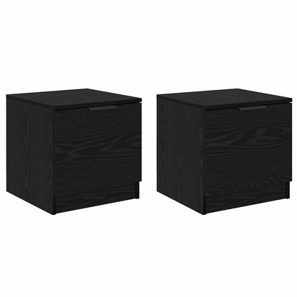 vidaXL Bed Cabinet 2 pcs Black Oak 40 x 39 x 40cm Engineered Wood