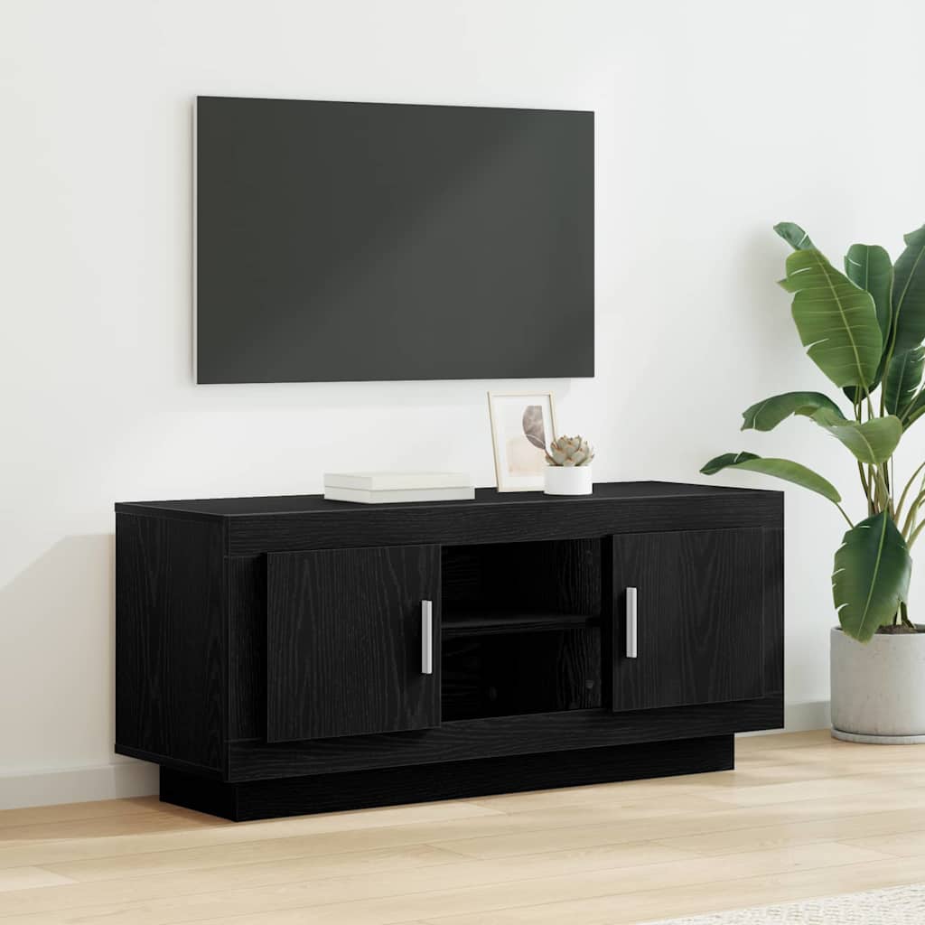 vidaXL TV Cabinet 102 x 35 x 45 cm Black Oak Engineered Wood