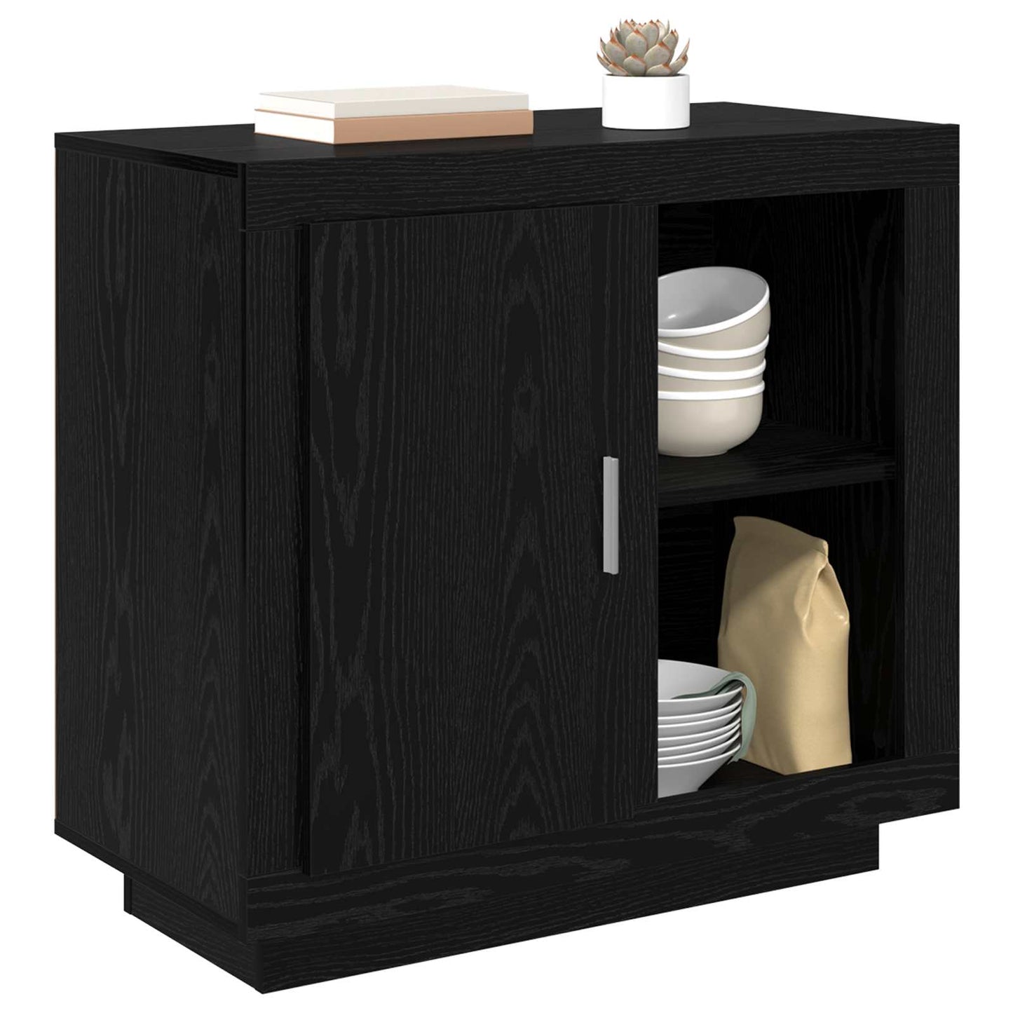 vidaXL Sideboard Black Oak 80 x 40 x 75 cm Engineered Wood