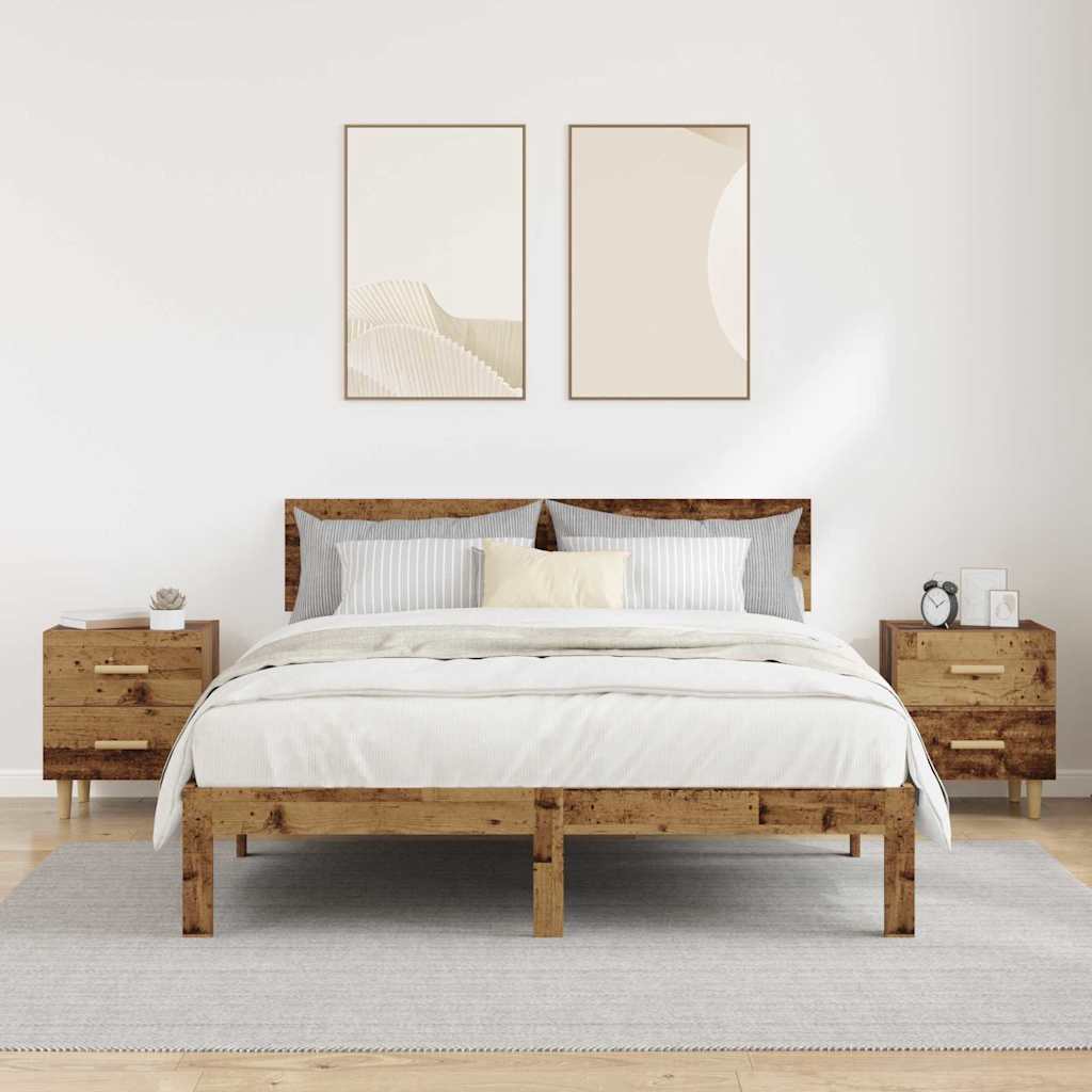 vidaXL Bed Cabinet 2 pcs Old Wood 40 x 35 x 47.5cm Engineered Wood