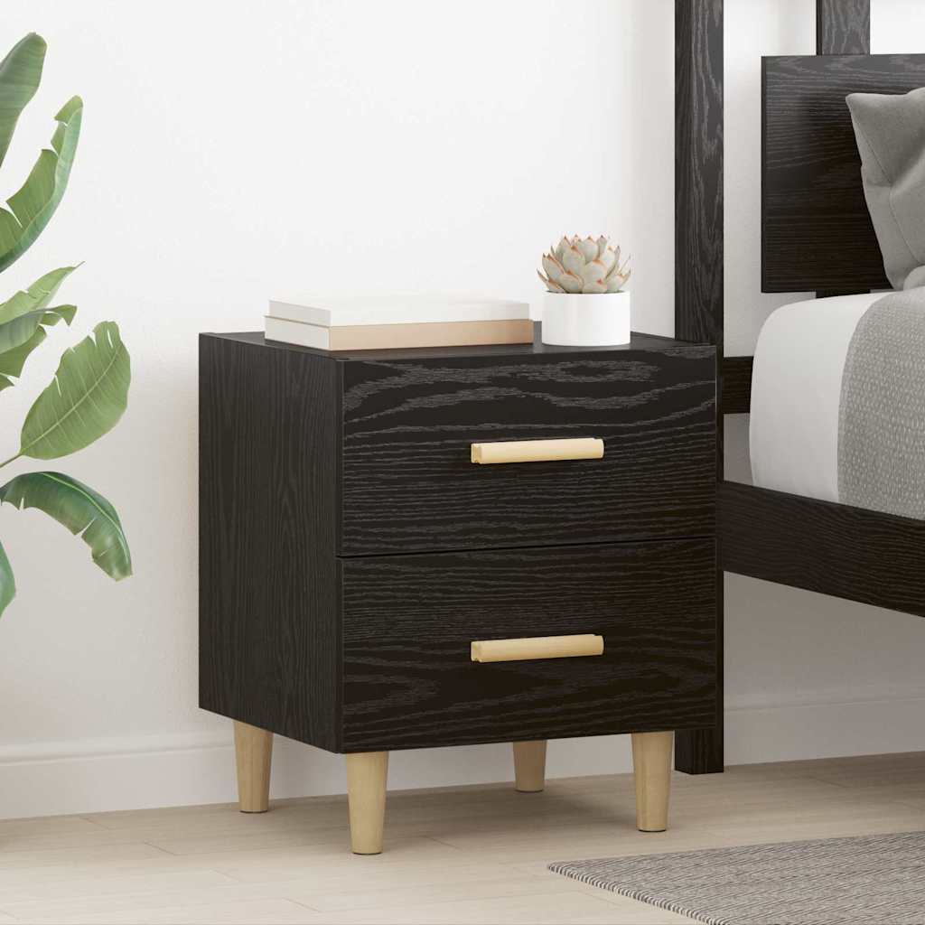 vidaXL Bed Cabinet 2 pcs Black Oak 40 x 35 x 47.5cm Engineered Wood