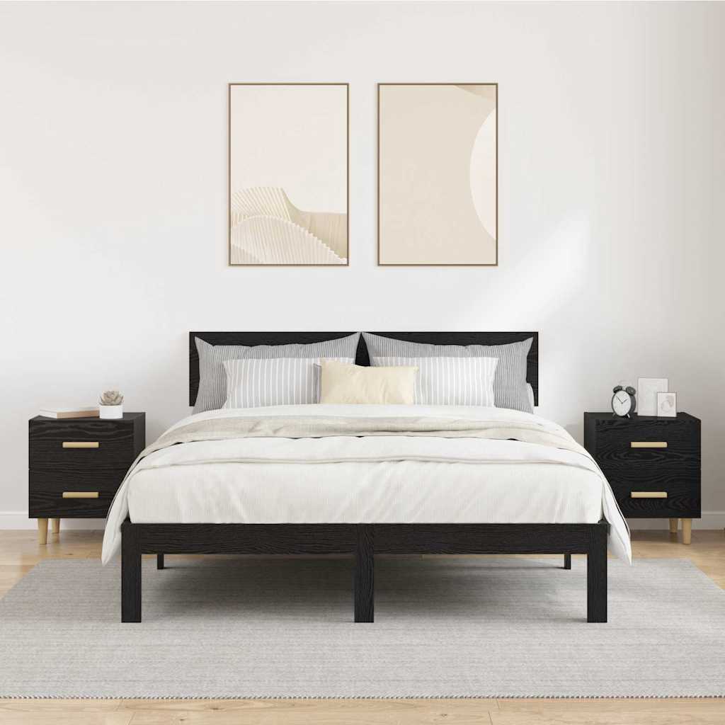 vidaXL Bed Cabinet 2 pcs Black Oak 40 x 35 x 47.5cm Engineered Wood