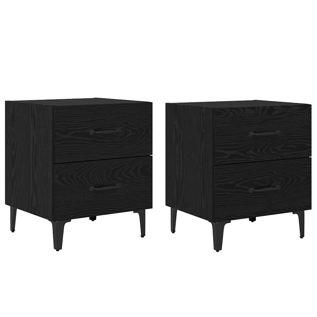 vidaXL Bed Cabinet 2 pcs Black Oak 40 x 35 x 47.5 cm Engineered Wood