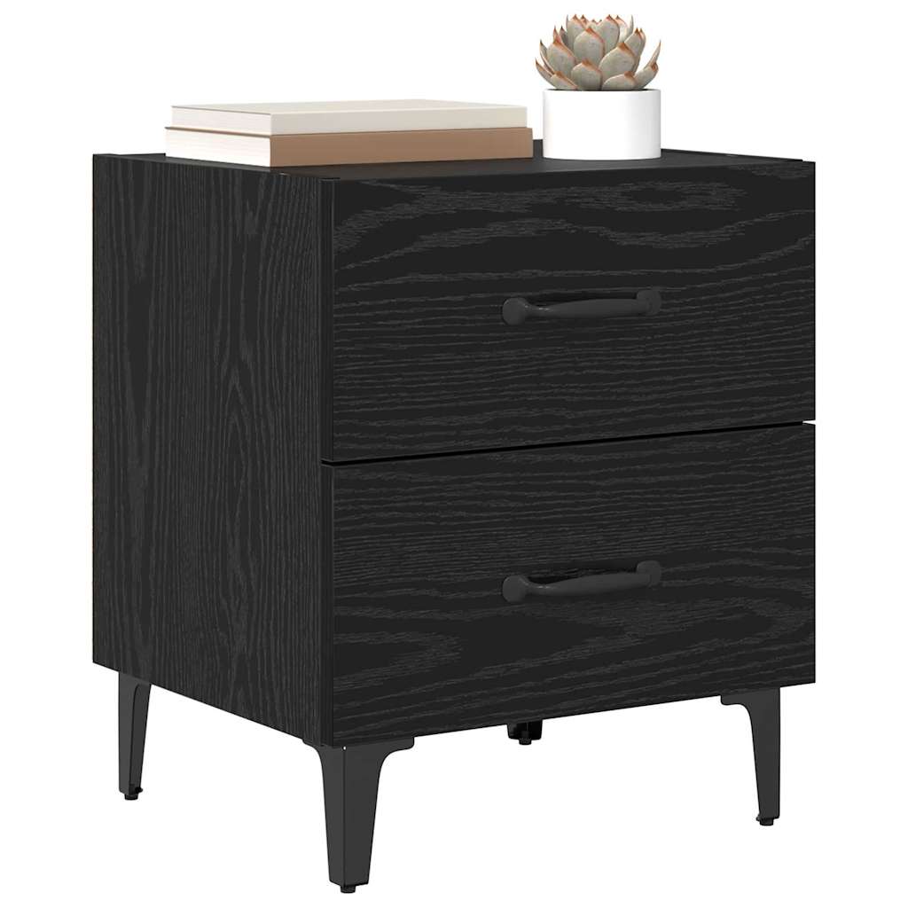 vidaXL Bed Cabinet 2 pcs Black Oak 40 x 35 x 47.5 cm Engineered Wood