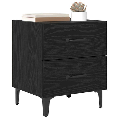 vidaXL Bed Cabinet 2 pcs Black Oak 40 x 35 x 47.5 cm Engineered Wood