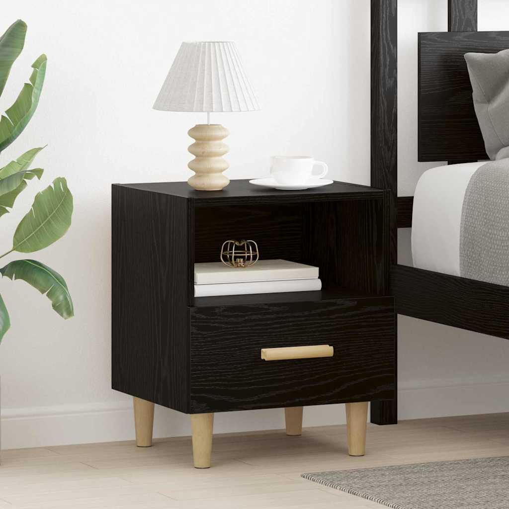 vidaXL Bedside Cabinet 2 pcs Black Oak 40 x 35 x 47 cm Engineered Wood