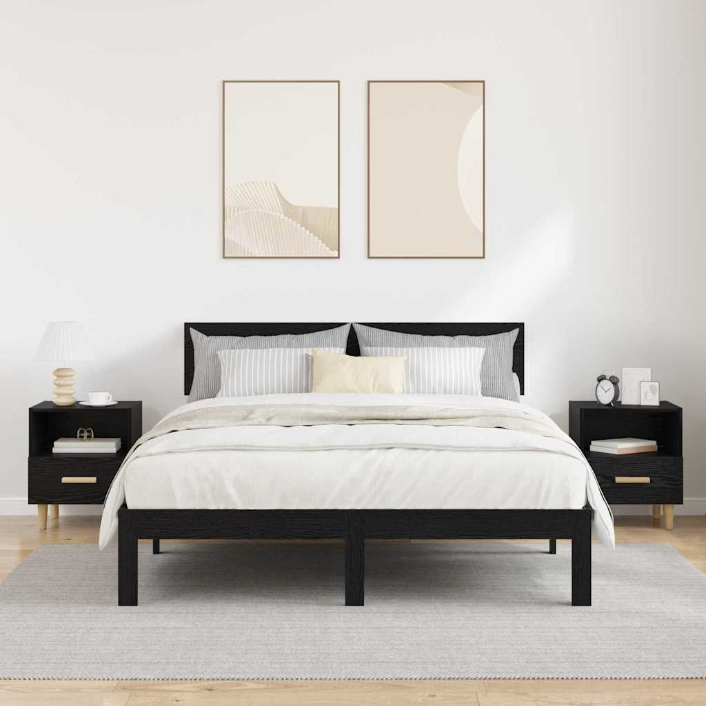 vidaXL Bedside Cabinet 2 pcs Black Oak 40 x 35 x 47 cm Engineered Wood