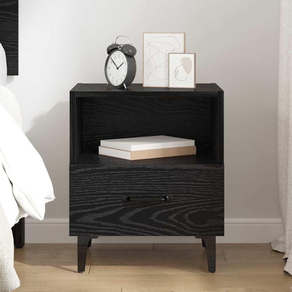 vidaXL Bedside Cabinet Black Oak 40 x 35 x 47.5 cm Engineered Wood