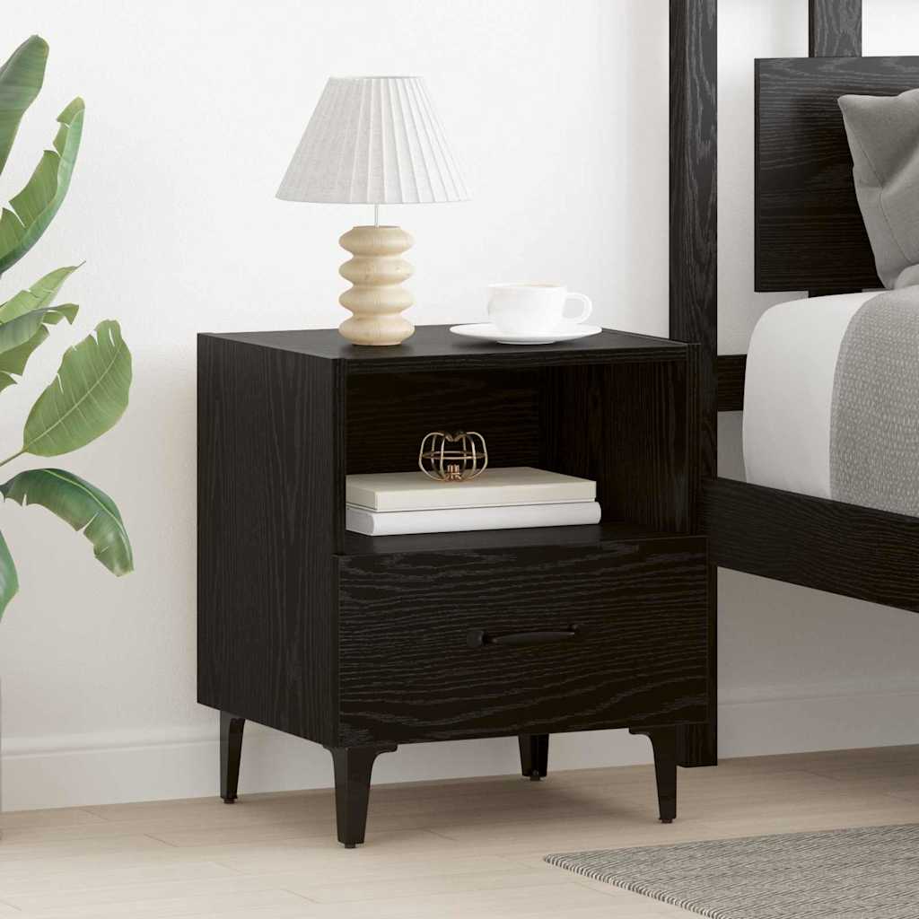 vidaXL Bedside Cabinet 2 pcs Black Oak 40 x 35 x 47.5 cm