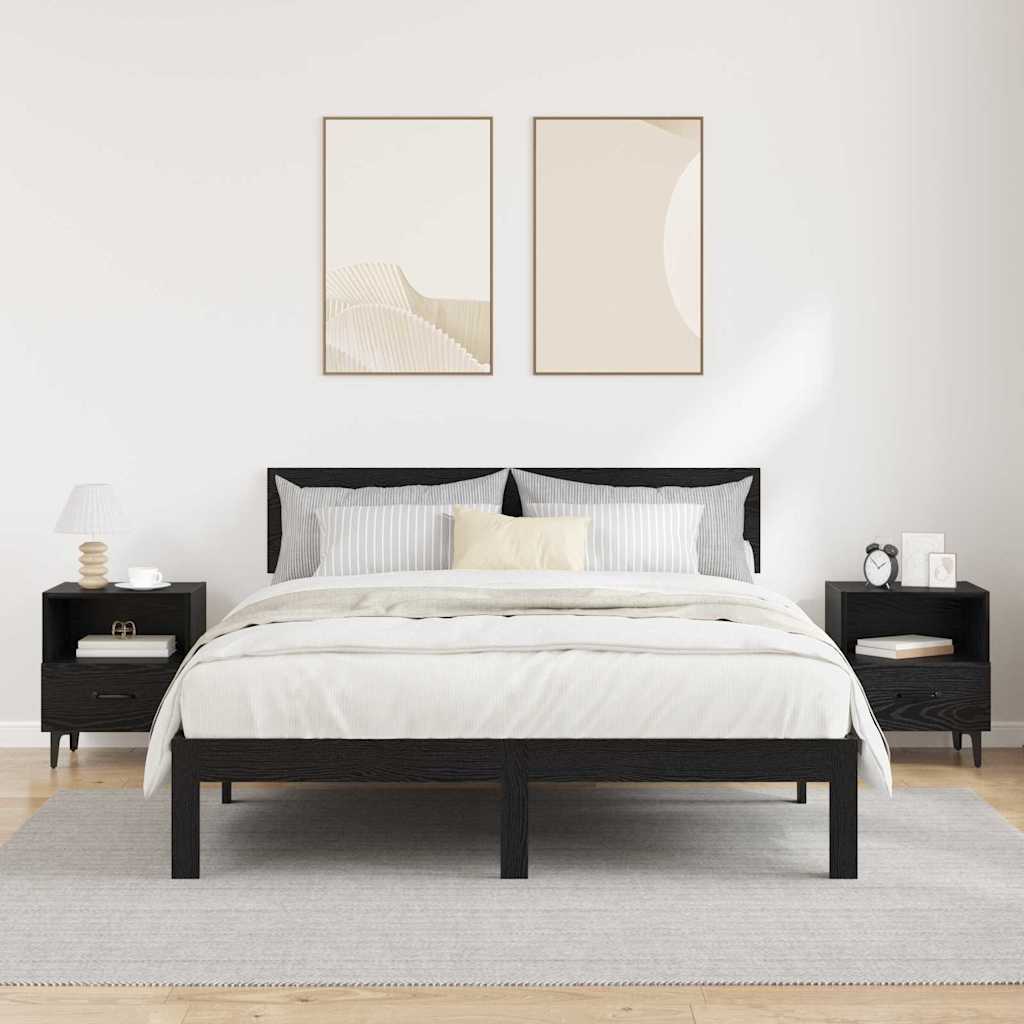 vidaXL Bedside Cabinet 2 pcs Black Oak 40 x 35 x 47.5 cm