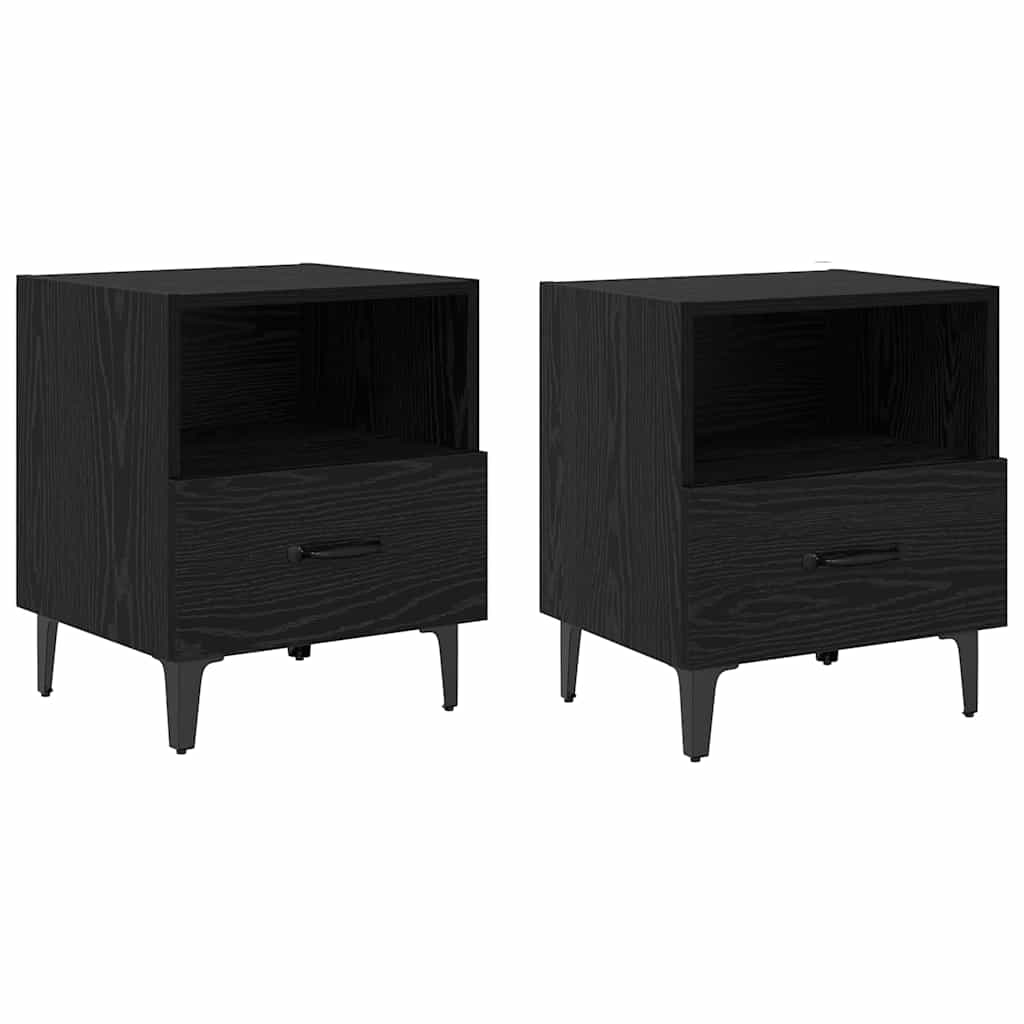 vidaXL Bedside Cabinet 2 pcs Black Oak 40 x 35 x 47.5 cm