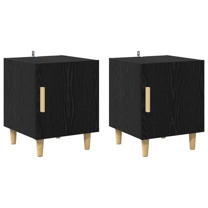vidaXL Bedside Cabinet 2 pcs Black Oak 40 x 40 x 50 cm Engineered Wood