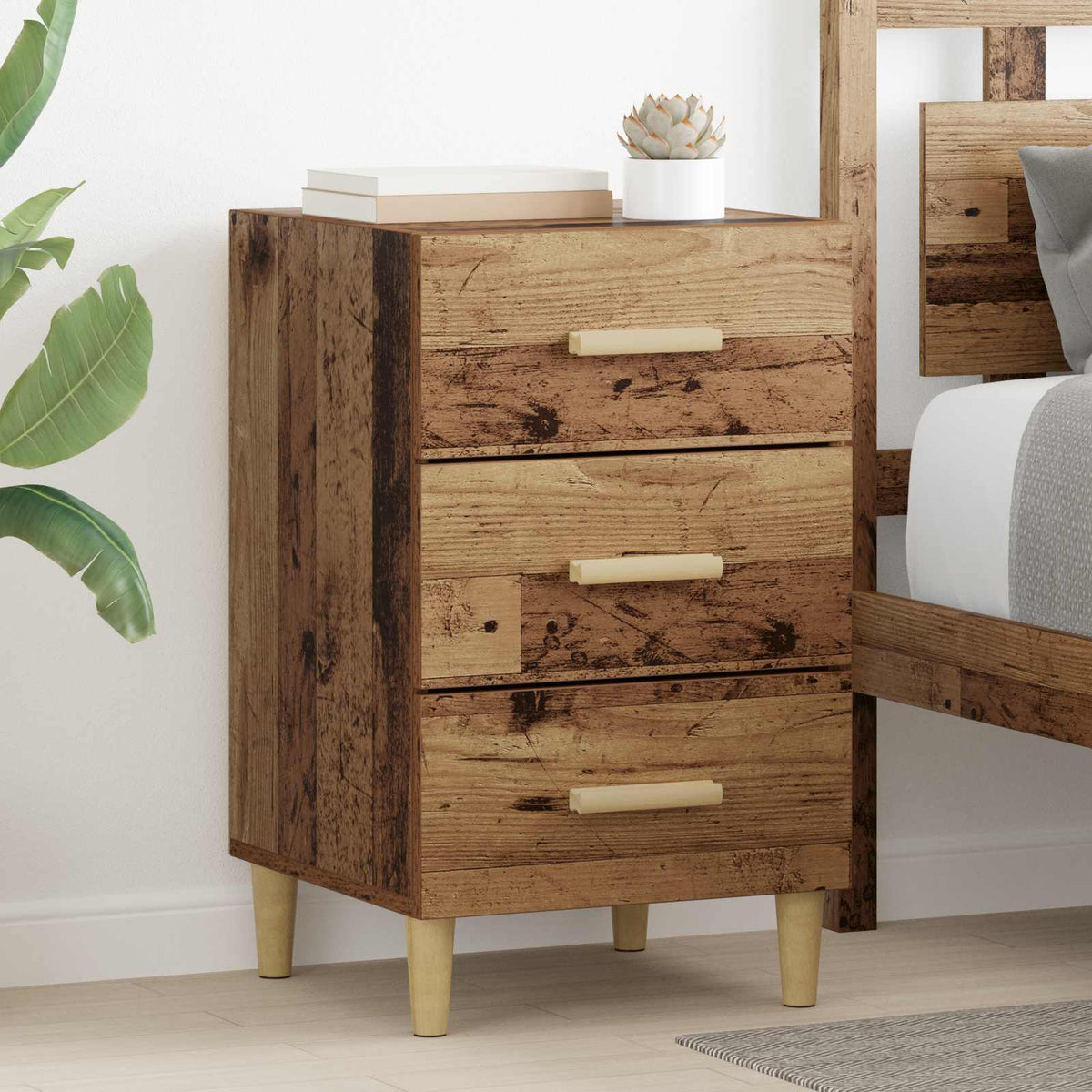 vidaXL Bedside Cabinet Old Wood 40 x 40 x 66 cm Engineered Wood