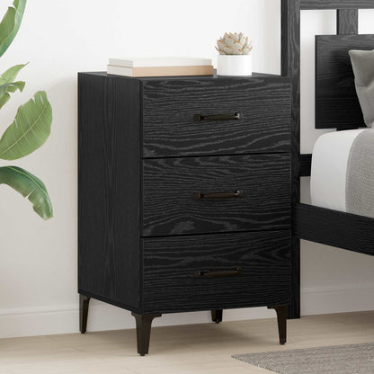 vidaXL Bedside Cabinet Black Oak 40 x 40.5 x 66 cm Engineered Wood