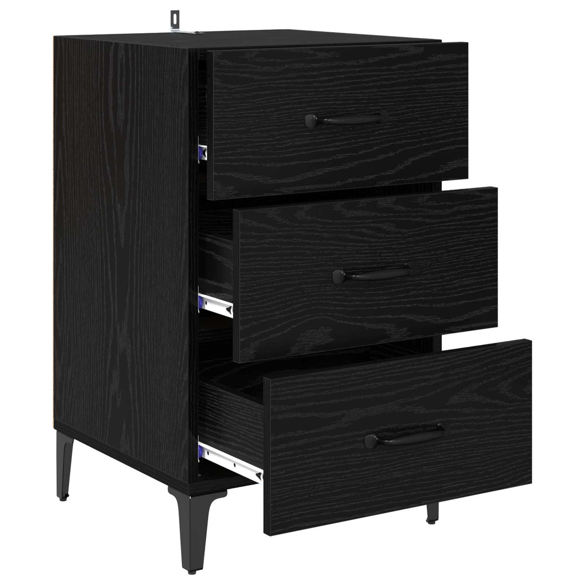 vidaXL Bedside Cabinet Black Oak 40 x 40.5 x 66 cm Engineered Wood