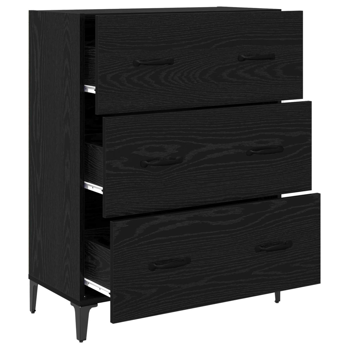 vidaXL Sideboard Black Oak 69.5 x 34 x 90 cm Engineered Wood and Iron