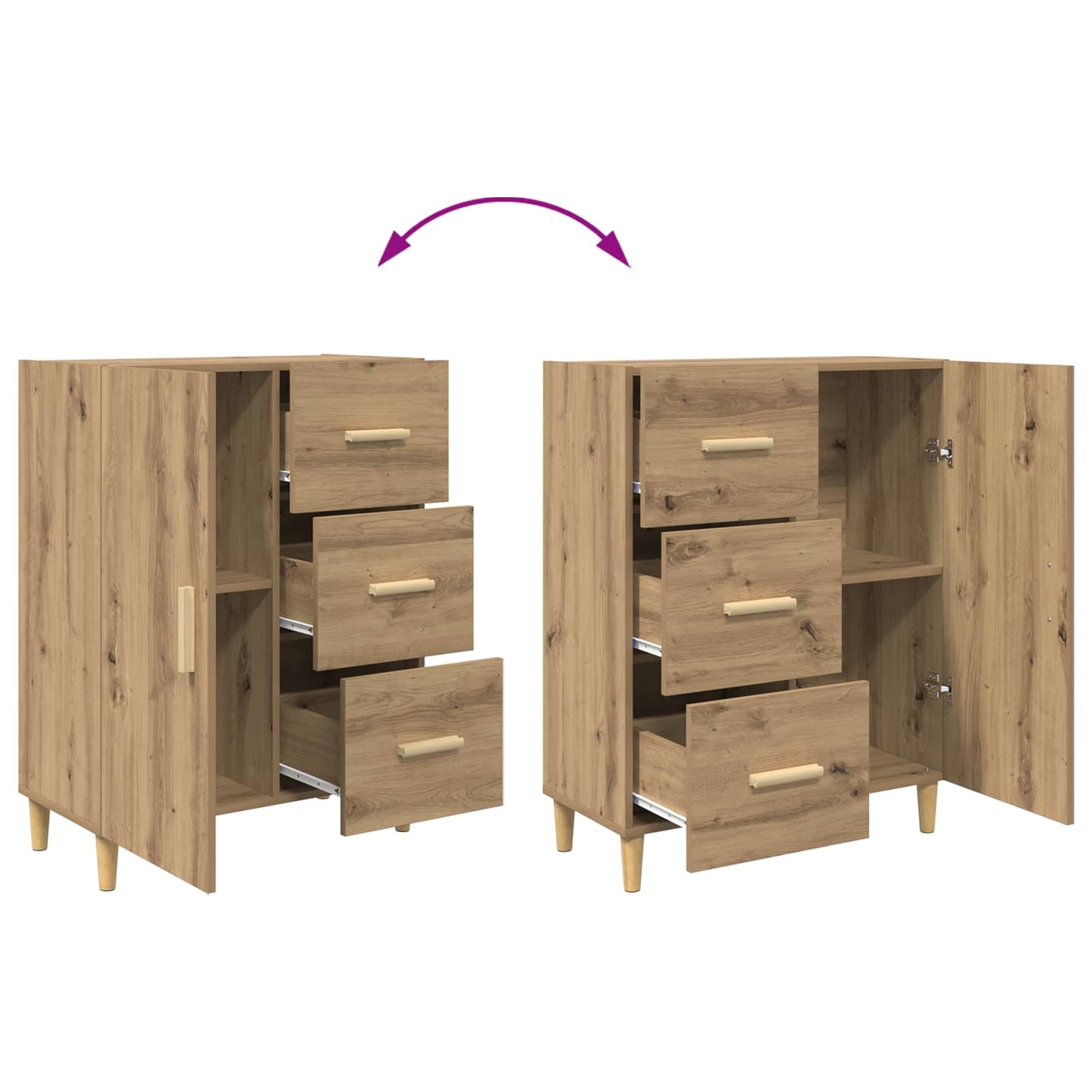 vidaXL Sideboard Artisan Oak 34 x 69.5 x 90 cm Engineered Wood