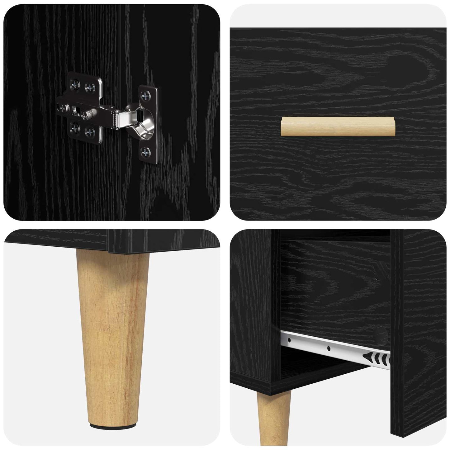vidaXL Sideboard Black oak 34 x 69.5 x 90 cm Engineered Wood