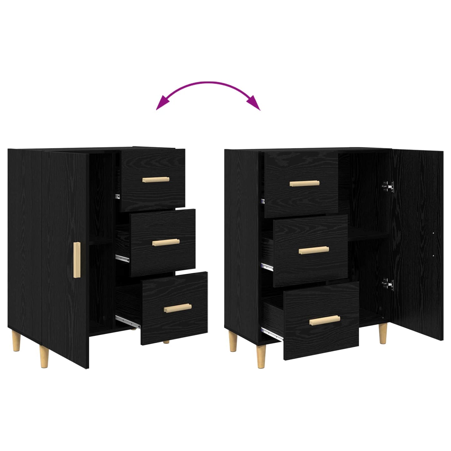 vidaXL Sideboard Black oak 34 x 69.5 x 90 cm Engineered Wood