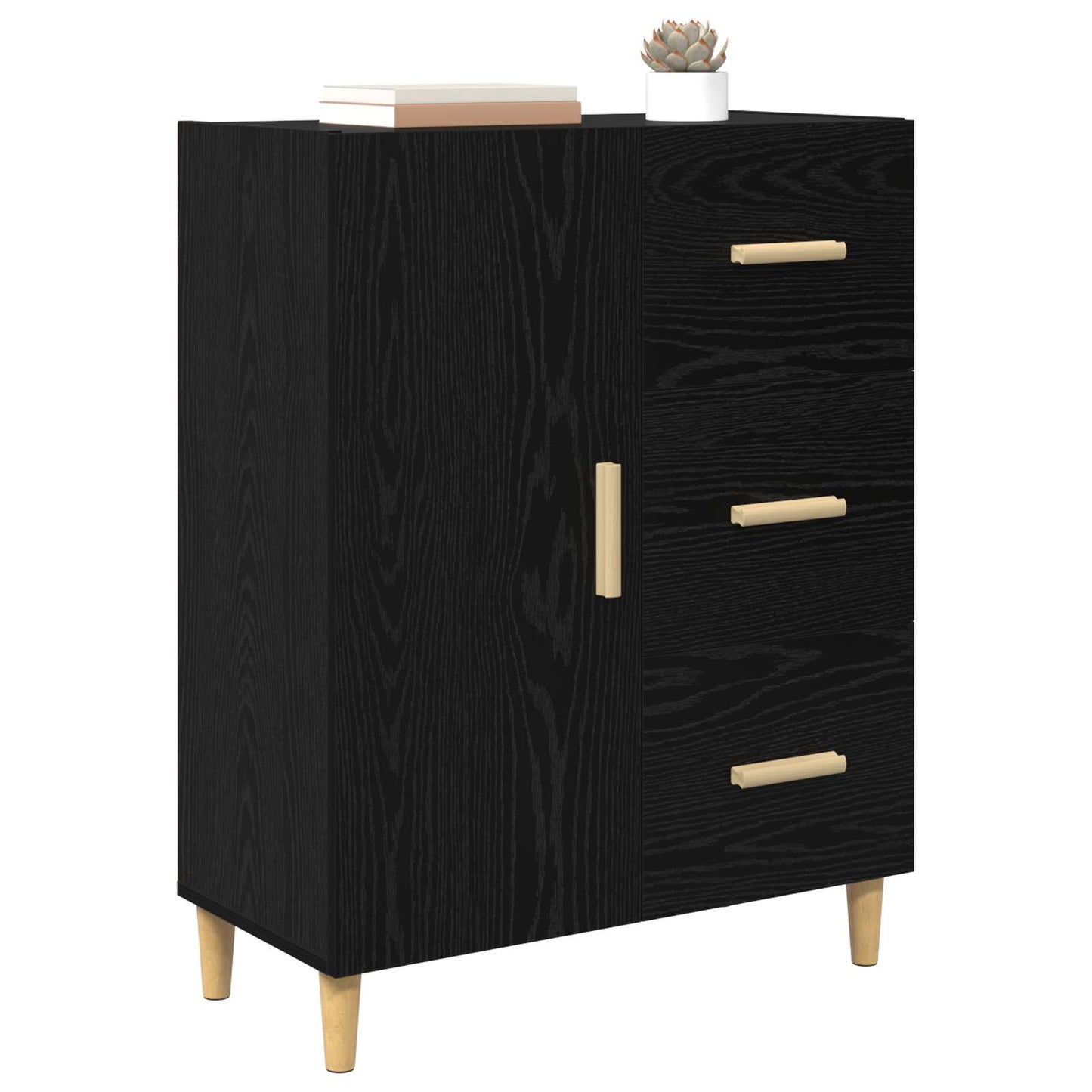 vidaXL Sideboard Black oak 34 x 69.5 x 90 cm Engineered Wood