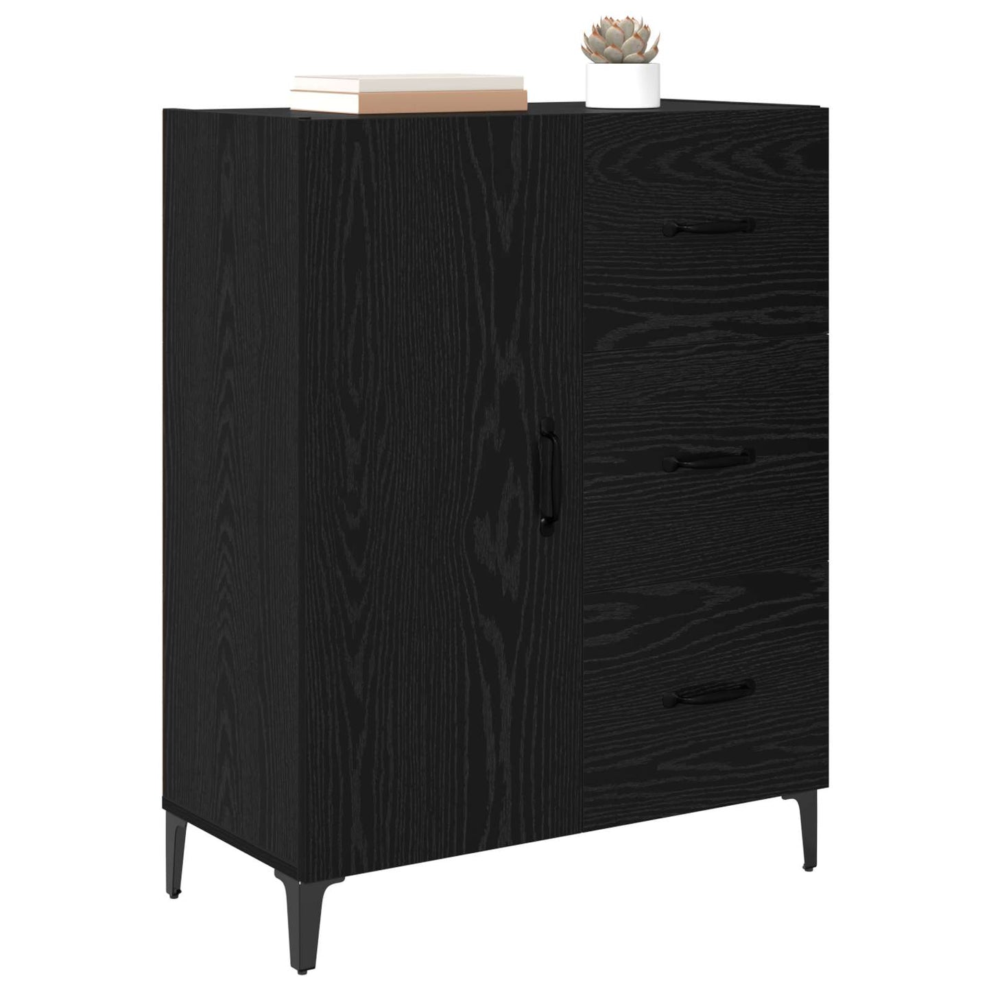 vidaXL Sideboard Black Oak 69.5 x 34 x 90 cm Engineered Wood