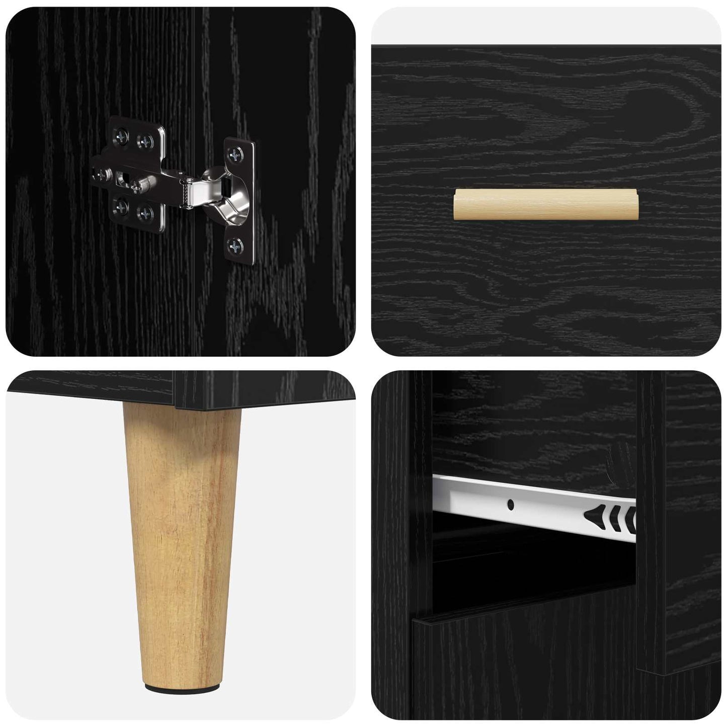 vidaXL Sideboard Black oak 34 x 69.5 x 89 cm Engineered Wood