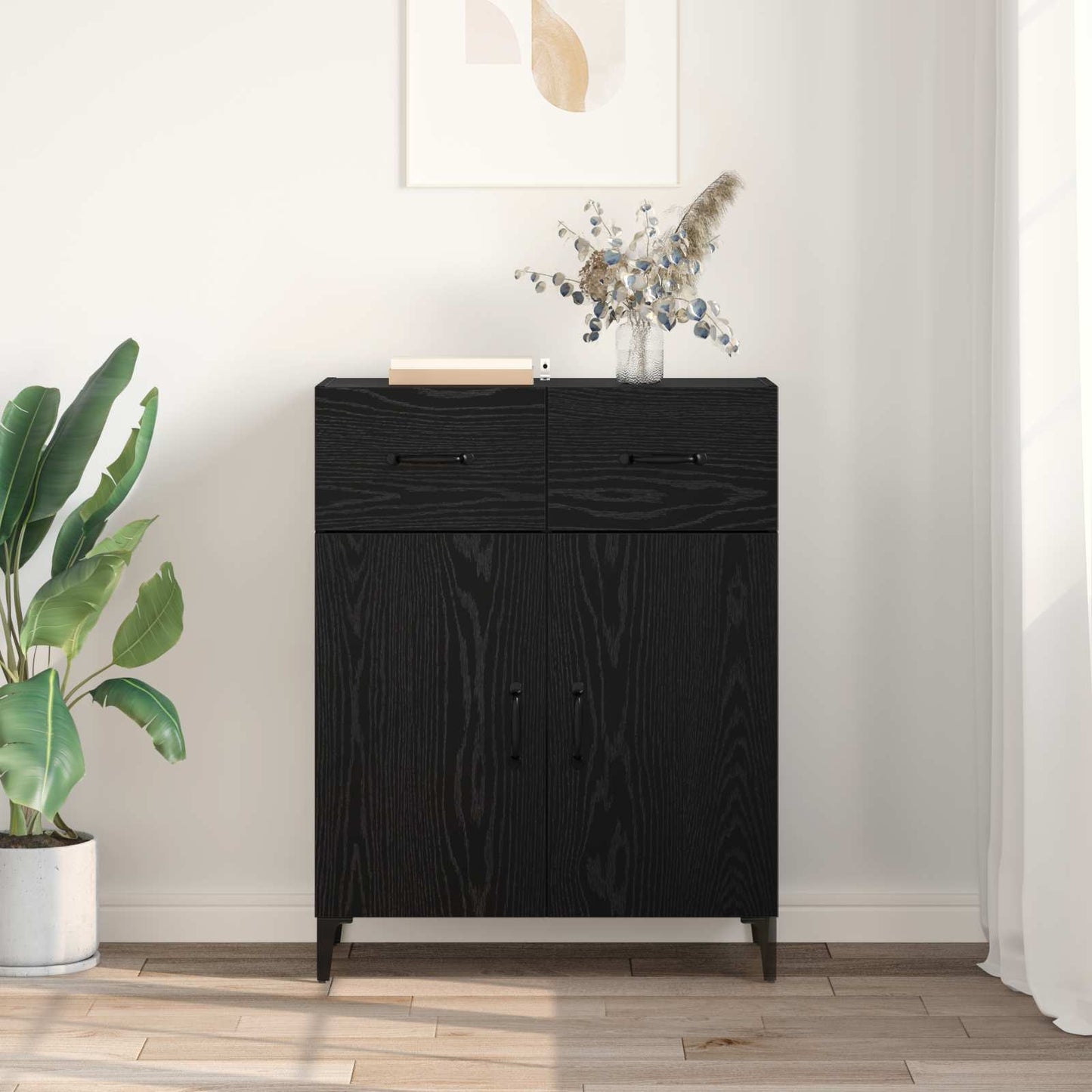 vidaXL Sideboard Black Oak 69.5 x 34 x 90 cm Engineered Wood