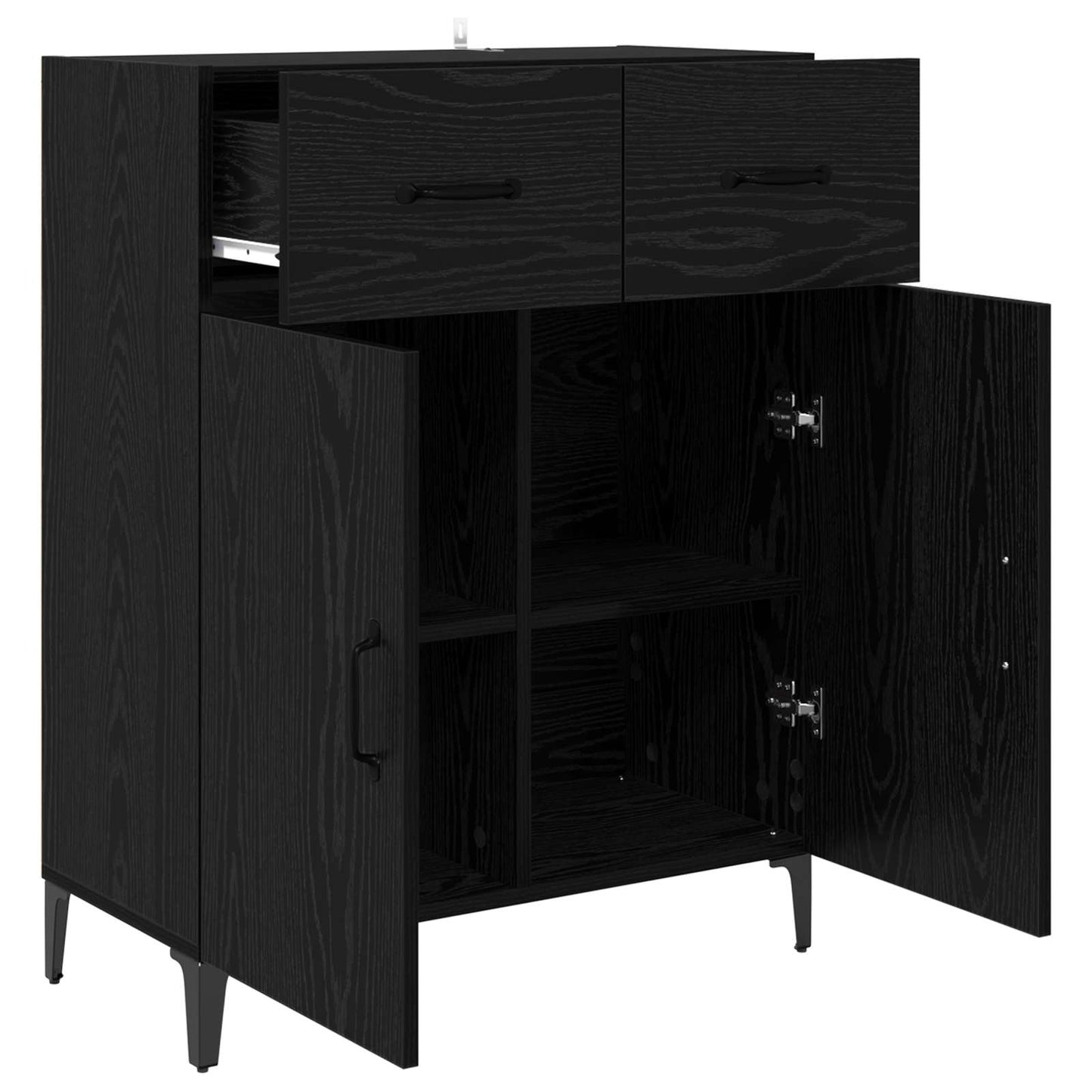 vidaXL Sideboard Black Oak 69.5 x 34 x 90 cm Engineered Wood