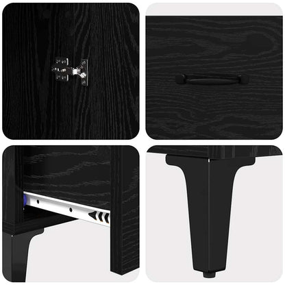 vidaXL Highboard Black Oak 70 x 31 x 115 cm Engineered Wood and Iron