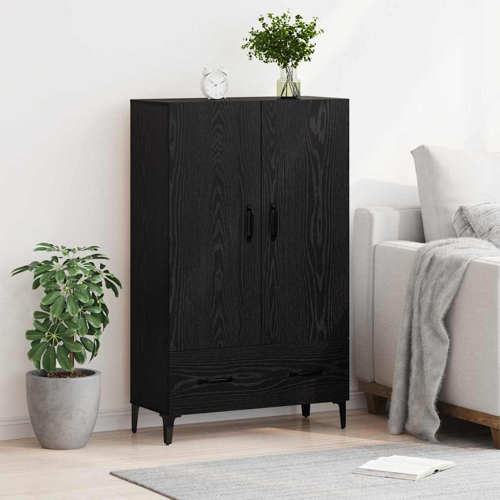 vidaXL Highboard Black Oak 70 x 31 x 115 cm Engineered Wood and Iron