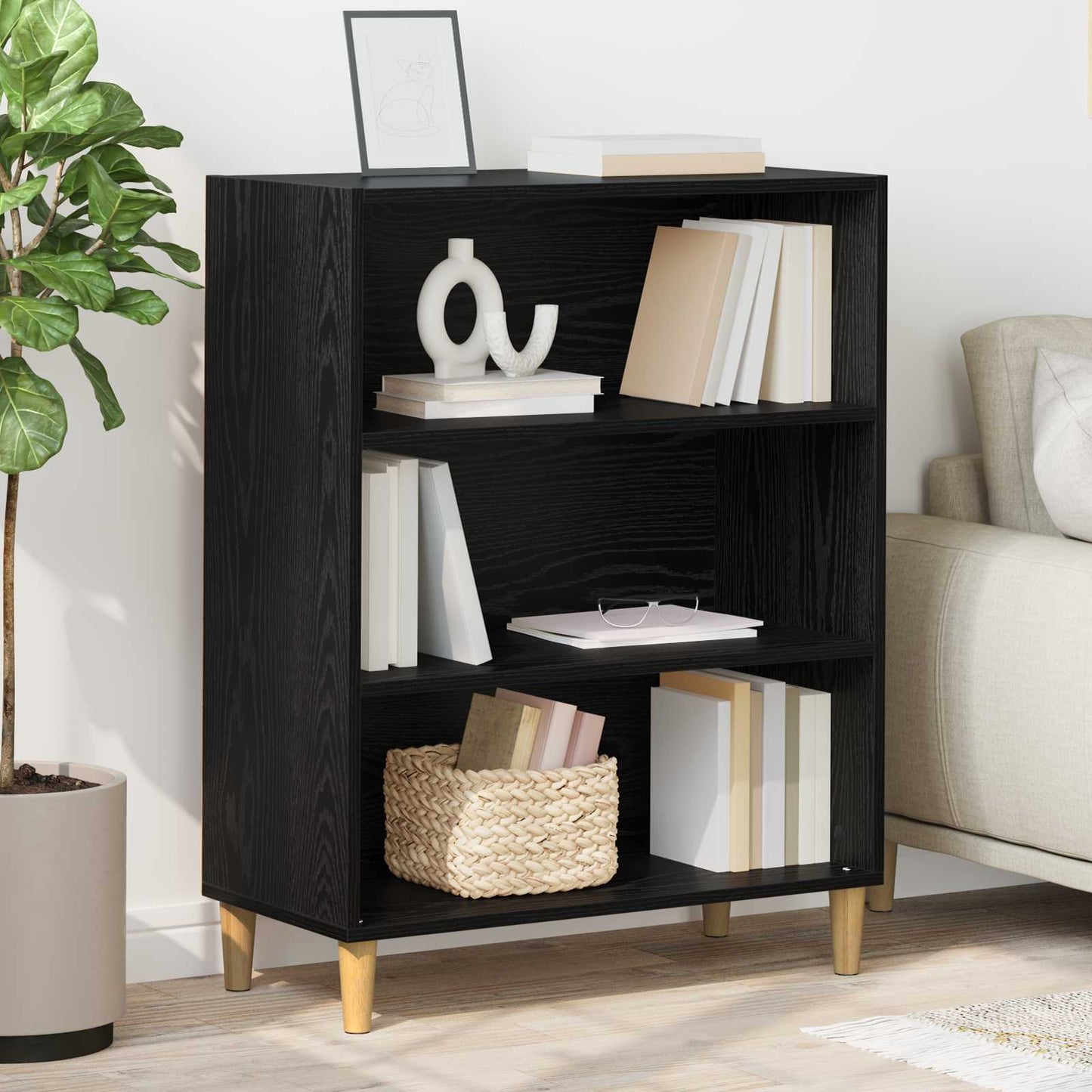 vidaXL Sideboard Black Oak 69.5 x 32.5 x 90 cm Engineered wood