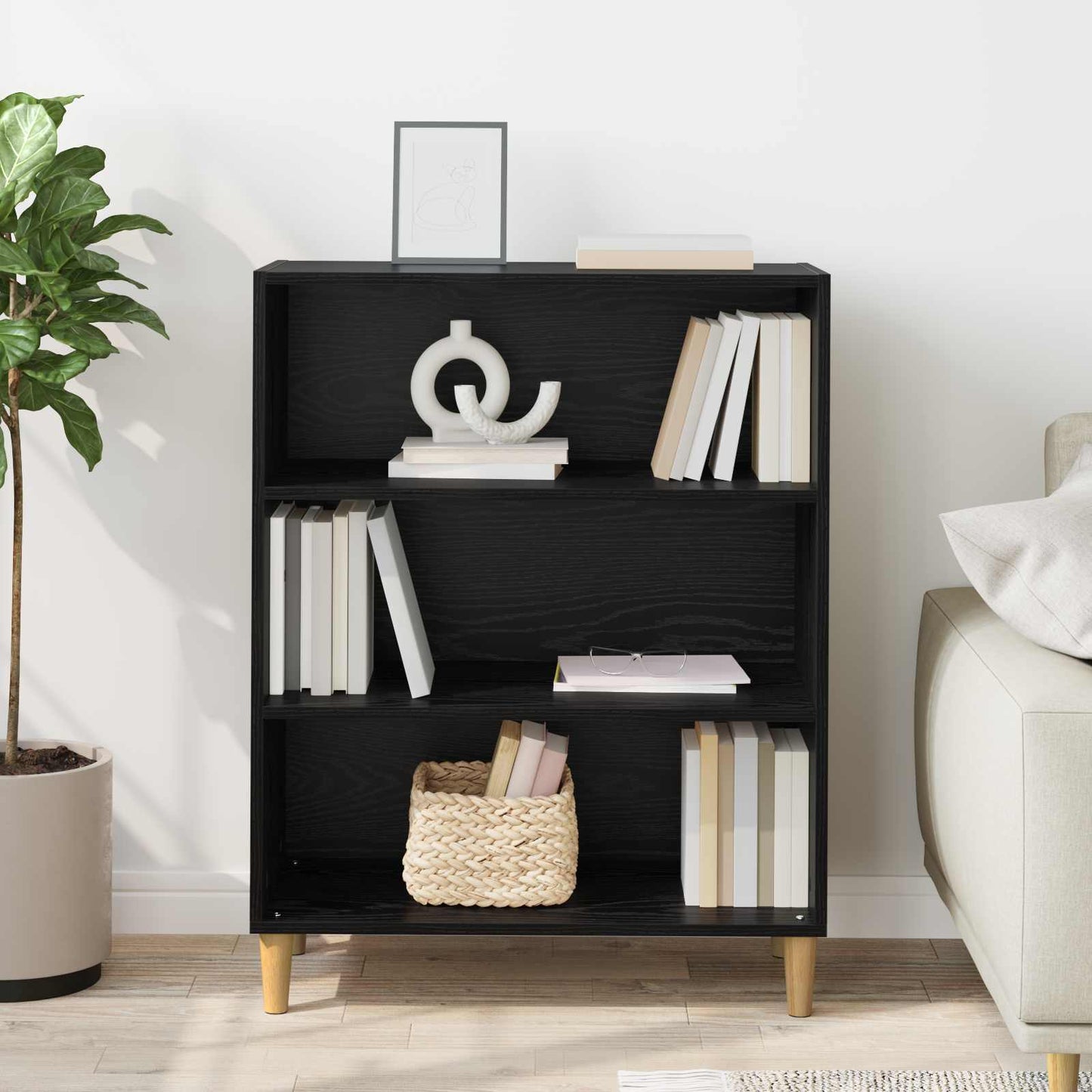 vidaXL Sideboard Black Oak 69.5 x 32.5 x 90 cm Engineered wood