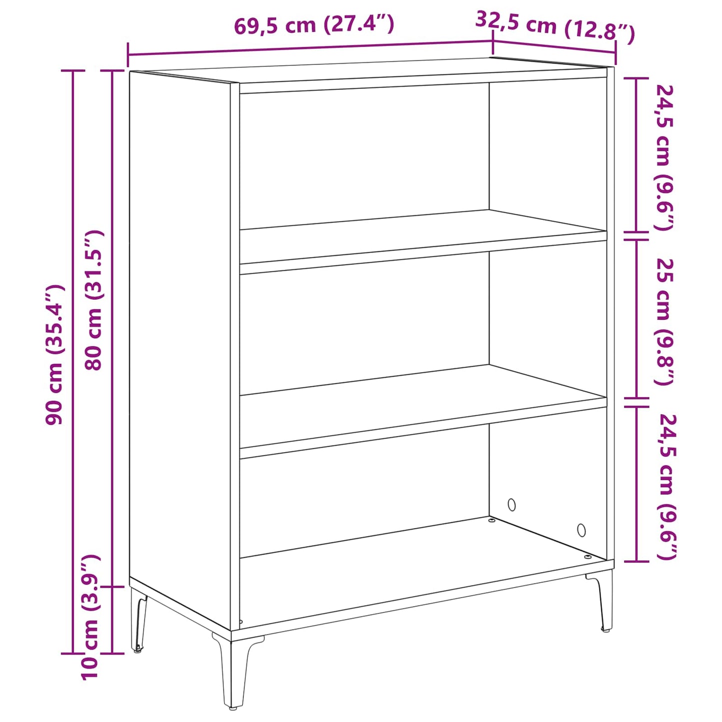 vidaXL Sideboard Old Wood 69.5 x 32.5 x 90 cm Engineered Wood