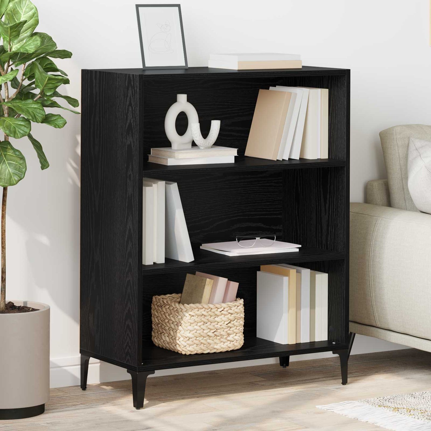vidaXL Sideboard Black Oak 69.5 x 32.5 x 90 cm Engineered Wood