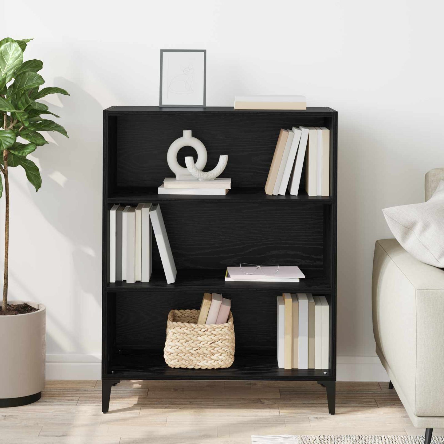 vidaXL Sideboard Black Oak 69.5 x 32.5 x 90 cm Engineered Wood