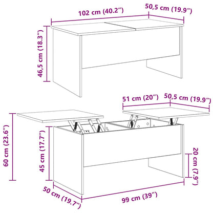vidaXL Coffee Table Artisan Oak 102 x 50.5 x 46.5 cm Engineered Wood