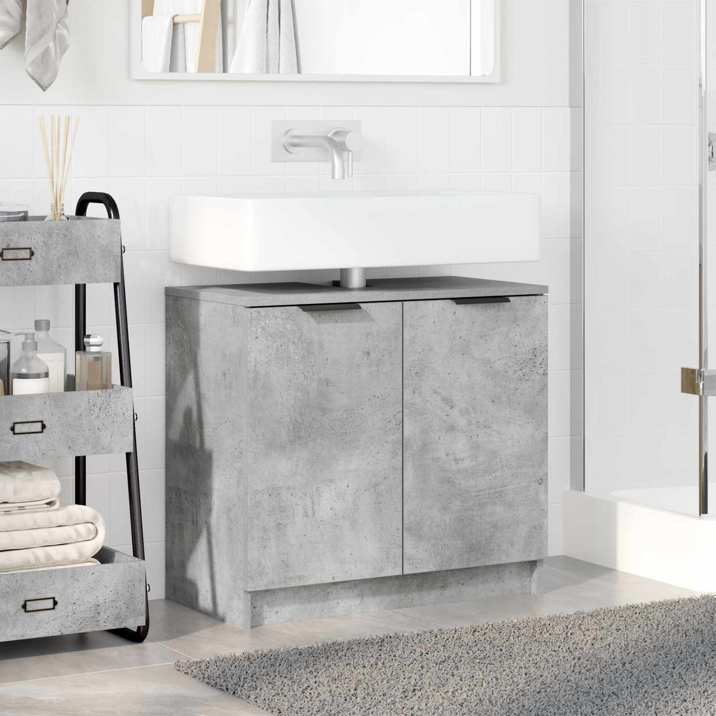 vidaXL Bathroom Cabinet Concrete Grey 64.5 x 33.5 x 59 cm